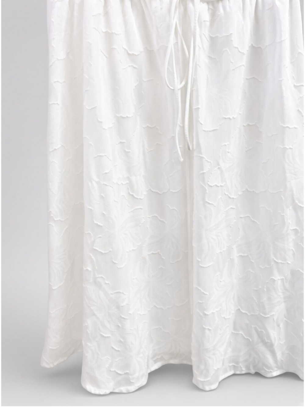 Lulus White Jacquard Puff Sleeve Ruched Babydoll Mini Dress Square Neck M - Picture 7 of 16